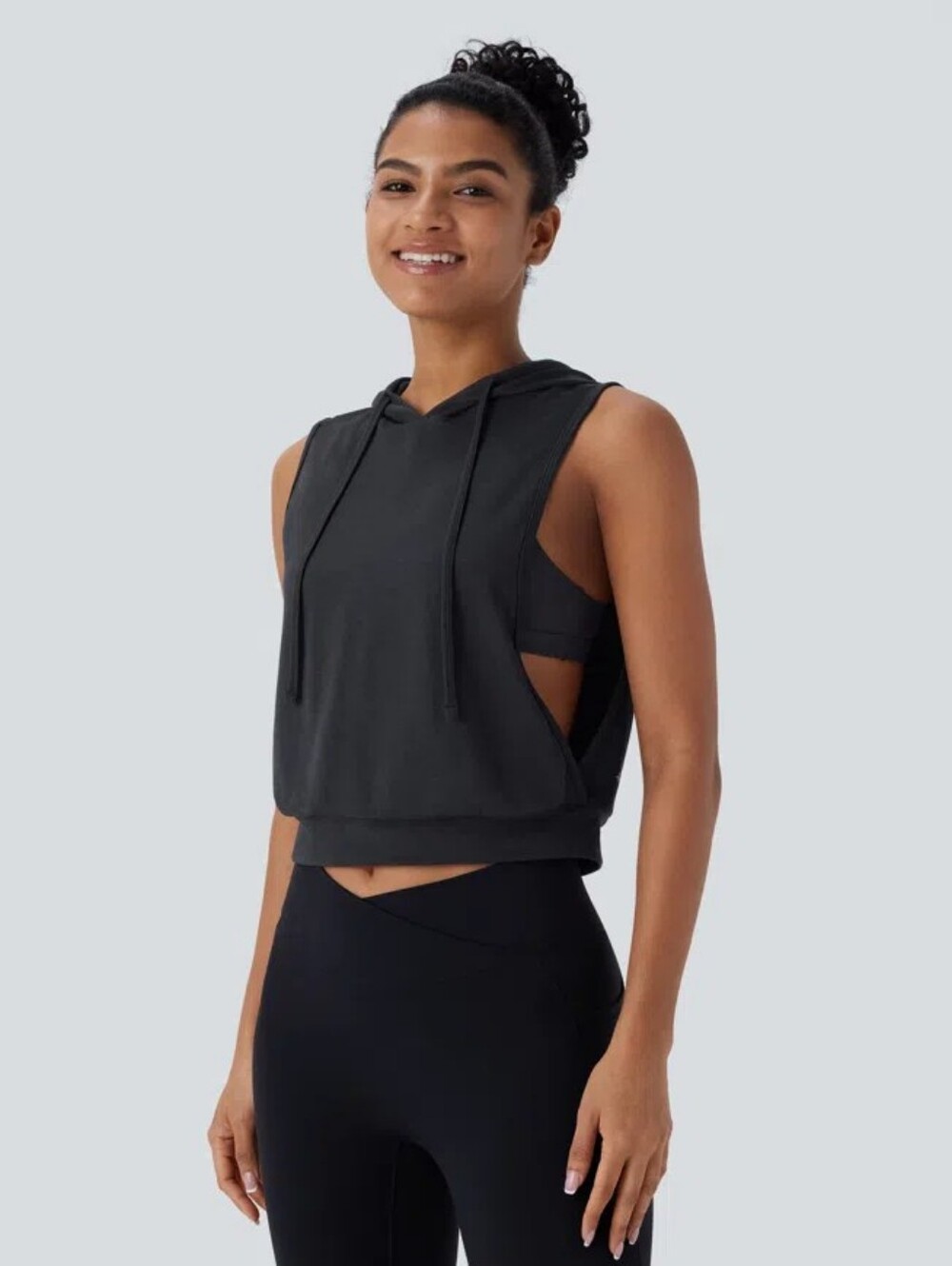 Halara Drawsting Sleeveless Hooded Crop Tank